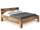moebel-eins CURBY Balkenbett mit Kopfteil, 4-Fuß, Material Massivholz, 180...