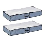 Relaxdays Unterbettkommode 2er Set, Stoff, HxBxT: 14x100x50 cm, mit...