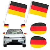 Deutschland-Flagge für Auto, 43 x 42 cm, Deutschland-Auto-Euro-Fan-Paket,...