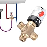 Thermostat Mischventil, 3 Wege Solid Messing Thermostatmischer, G1/2...