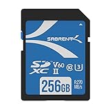 SABRENT SD Karte 256GB V60, SDXC Card UHS II, SD Speicherkarte Class 10,...