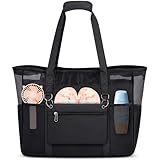 RAINSMORE Mesh strandtasche xxl familie mit reißverschluss Große...