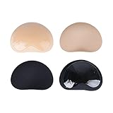 AONER 2 Paar BH Insert Pads (Schwarz + Hautfarbe) Silikon Breast Enhancer...