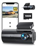 GKU Dashcam Auto Vorne Hinten 4K/2,5K WiFi Dash Cam mit 64GB SD Karte, Dual...