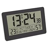 TFA Dostmann Digitale Funk-Wanduhr, 60.2557.01, mit Wecker mit 2...