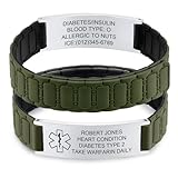 Personalisiertes Notfallarmband Herren Damen - Wasserfest Sport Silikon SOS...