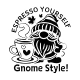 Wand- und Wandaufkleber aus Vinyl Gartenzwerg mit Kaffeetasse und Espresso...