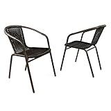 2er Set Bistrostuhl Stahlgestell Poly Rattan Gartenstuhl Stapelstuhl...