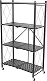 PROREGAL KLAP klappbares Regal mit Rollen | 4 Böden/Fächer | Schwarz |...