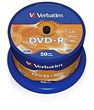 Verbatim DVD-R 16x Matt Silver 4.7GB, 50er Pack Spindel, DVD Rohlinge...