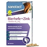 sanotact Bierhefe + Zink • 60 Tabletten Haut Haare Nägel Vegan • Haar...