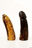 Horn Phallusskulptur und Dildo 12 bis 15 cm seidenmatt natur, natürliches...