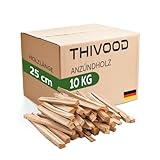 THIVOOD Anzündholz 25 cm - 10 KG Anfeuerholz für zu Hause - trockener...