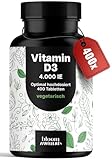 Vitamin D3 4000 IE hochdosiert - 400 Tabletten - Vitamin D Unterstützung...