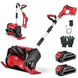 Akku Schneefräse,1000W Schneeschieber Elektrisch mit 2×2.0Ah Akkus, 30cm...