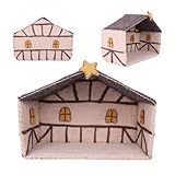 Gry & SIF handgemachte Weihnachtskrippe für Figuren 10-12 cm, Krippenstall...
