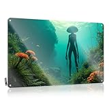 Höhlentürschild 'Eine Alien-Figur steht inmitten lebendiger...