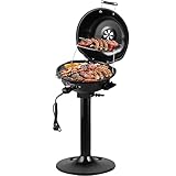 CUSIMAX Elektrogrill Standgrill mit Deckel und Standfuß, Regulierbare...