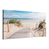 B&D XXL - Wandbilder XXL Strand 150x50 cm 1 tlg Wand Deko Leinwand Bilder...