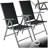 tectake® Aluminium Gartenstuhl 2er Set, Klappstuhl mit hoher Rückenlehne...