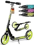 DAUM® Klappbarer Kickscooter (Grün), Höhenverstellbarer Scooter Kinder...