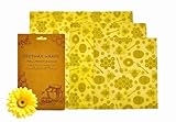 Natürliche BIO Bienenwachstücher für Lebensmittel im 3er Set,...