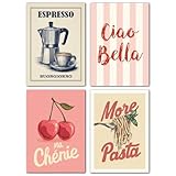 LAVEMA Vintage Küchenbilder Wanddeko Esszimmer Poster Set A4 (21x30cm)...