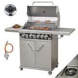 Vaiko Chef 4 Gasgrill Echte Edelstahl Konstruktion Grillstation Grillwagen...