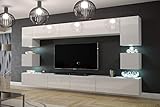 Furnitech Wohnwand Wohnzimmer - Wohnzimmer Möbel mit LED RGB - 16 Farben -...