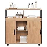 EUGAD Badezimmerschrank, Nischenschrank schmal, Badschrank mit 2 offenen...