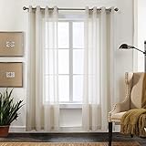 CUCRAF Solid Sheer Leinenoptik Voile Vorhang Fenstervorhang-Sets, Polyester...