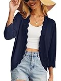 GRECERELLE Damen Strickjacke Sommer Leichte Kurz Elegant Langarm...