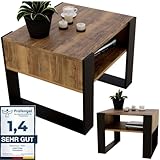 CraftPAK Wohnzimmer Tisch für Couch aus hochwertigem Holz, Stabiler &...