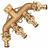 4 Wege Wasserhahn Wasser Verteiler Kugel Ventil aus Messing mit Hahn...