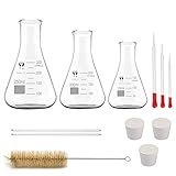 Glas Erlenmeyerkolben Set, JESTOOLO 250ml 200ml 150ml Konisch Fläschchen,...