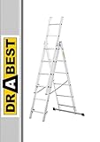 DRABEST - Home - Aluminium-Leiter - 3x6 Sprossen - Max. 2,97 m lang - Max....