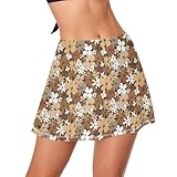 linqin Wildblumen-Silhouetten, Damen-Baderock, hohe Taille, mit...