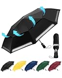 Chakipee Regenschirm Sturmfest Taschenschirm mit Reflexstreifen Schwarz...