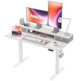 Agilestic Höhenverstellbarer Schreibtisch mit 2 Schubladen, 120 x 60 cm...