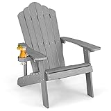 COSTWAY Adirondack Stuhl mit Getränkehalter, wetterfester Gartenstuhl,...