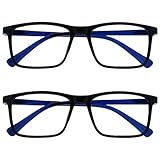 OPULIZE Ink Lessebrille 2er Pack Groß Rechteckig Rahmen Federscharniere...