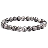 CYDXD Armband aus Natursteinperlen,8mm,Grauer...