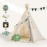 BlueWood Tipi Zelt für Kinder, Spielzelt mit Gepolsterter Decke,...