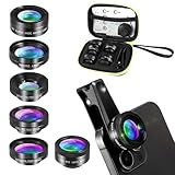 6 in 1 Handy Objektiv Kit, 205° Fisheye Lens, 140° 0.4X Weitwinkel, 25X...