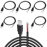 KARELLS USB Pigtail 5 Stück,2 adriges USB 2.0-Kabel,2-poliger blanker...