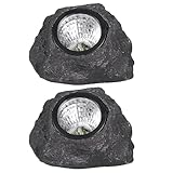 KOMBIUDA 2 Stück Solarbetriebene LED Felsenlichter Wetterbeständig aus...