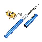 Faltbare Mini Angelrute,KOCAN Angel Reel Combo Kit Set Mini Teleskop...