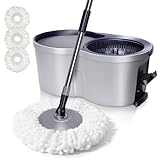 Wischmopp Set mit Eimer,Masthome Schleudermopp mit 3 Mikrofaser...
