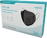 EUROPAPA® 20x FFP2 Masken Schwarz 3D-Form Atemschutzmaske 5-Lagen...
