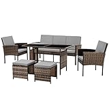 SVITA Denver Polyrattan Gartenmöbel Set 7 Personen Essgruppe Lounge...